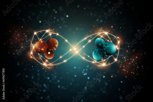 Visualization of the exchange of atoms and molecules in a chemical reaction, symbolizing the transformative power of love's influence, love and creation