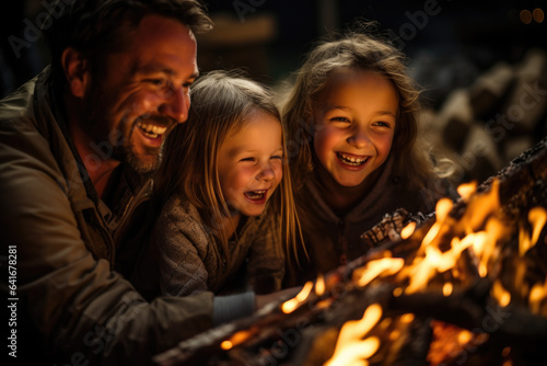 Families gather around a bonfire filling the crisp air with laughter and the aroma of roasted marshmallows during autumn equinox celebrations 
