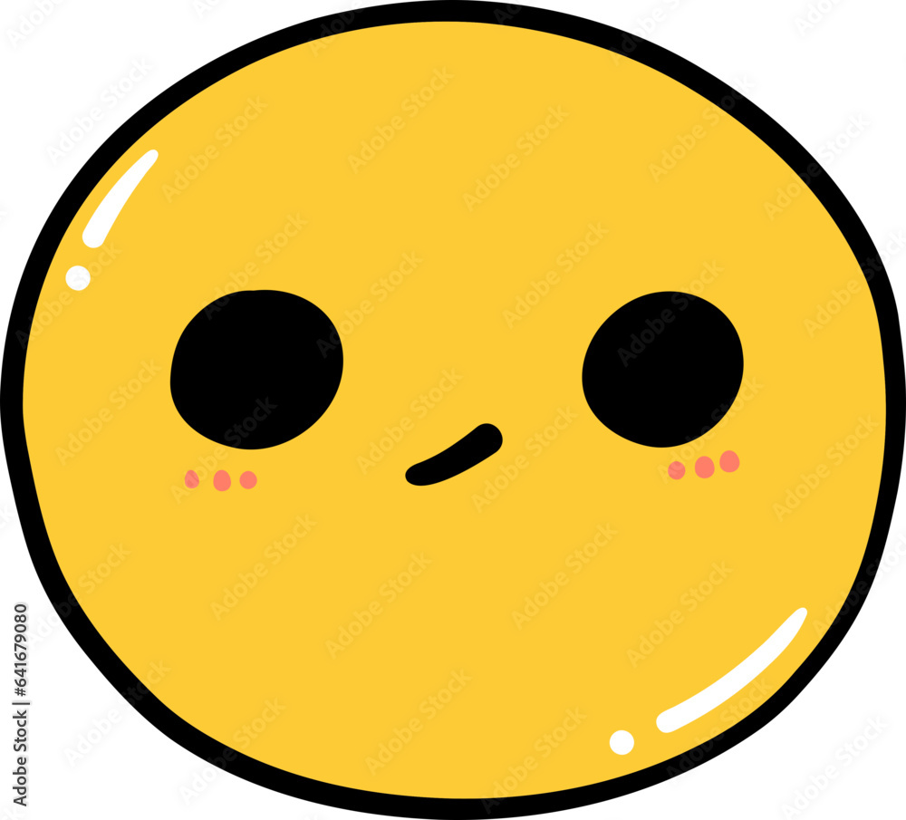Fototapeta premium Cute meh emoji, kawaii emoticon doodle outline 