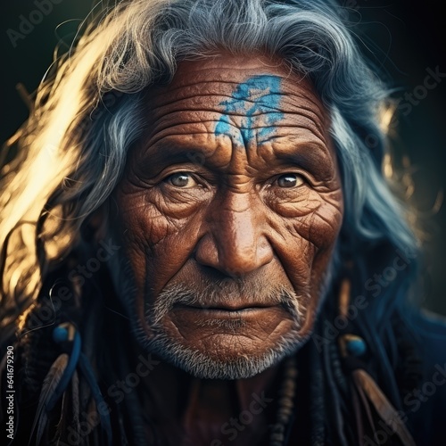 Elderly man close-up portrait of Indian american outdoor appearance