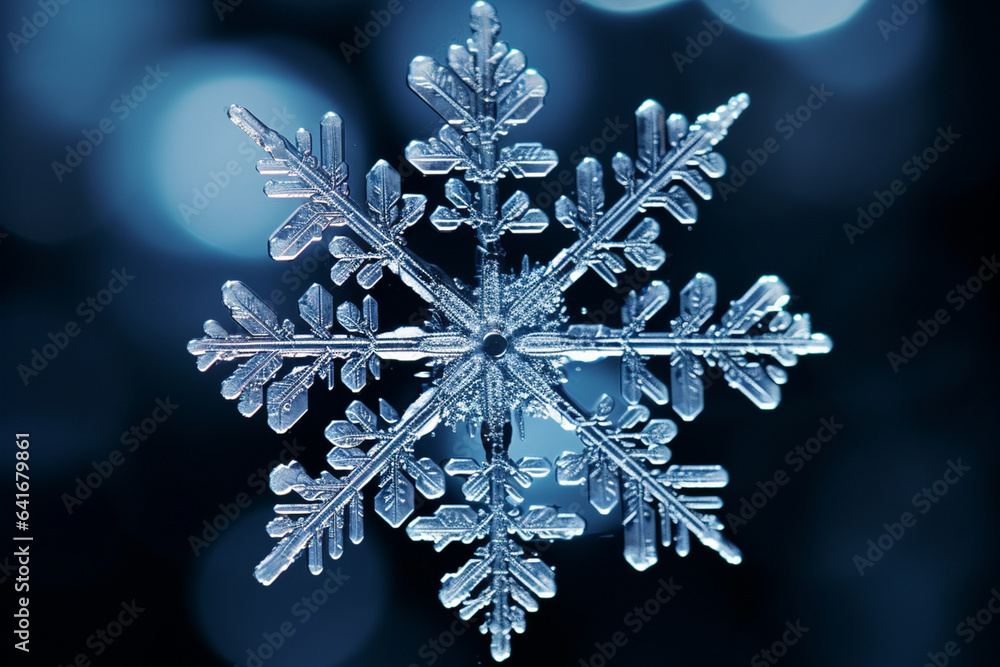 Close-up of a melting snowflake, illustrating the delicate and transient metamorphosis and creation of frozen structures, love and creation Close-up of a melting snowflake, illustrating the delicate and transient metamorphosis and creation of frozen structures, love and creation