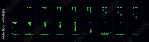 Water drooping animation. 2d cartoon toxic waste frame. Raindrop classic animated effect.