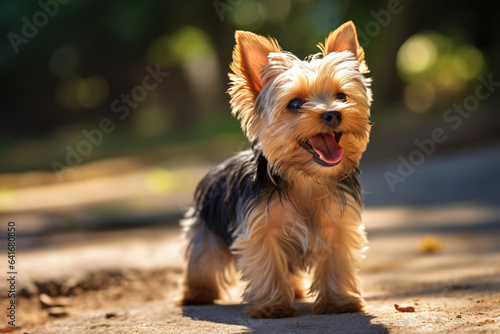Close-up of a Yorkie's wagging tail, capturing their excitement and the love and responsibility of nurturing their joy and well-being, love and responsibility © Лариса Лазебная