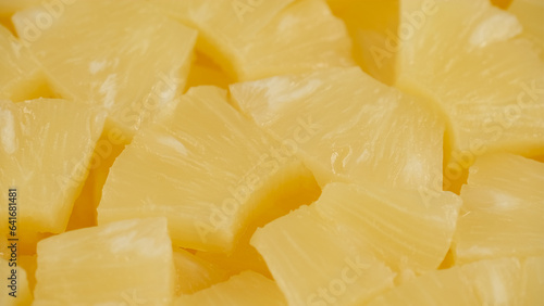 Chopped canned pineapple close up