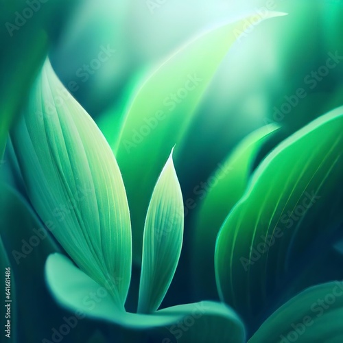 Green plant and petal nature scene © Emilian