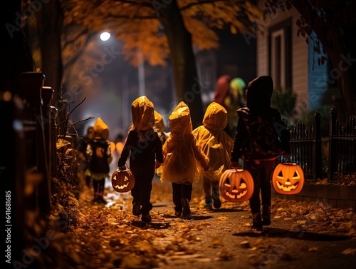 Children Going Out for Trick or Treat on Halloween Day