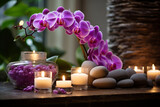 Orchids gracefully placed on a serene meditation altar, capturing the love and beauty of mindfulness and the soothing presence of nature, love and beauty
