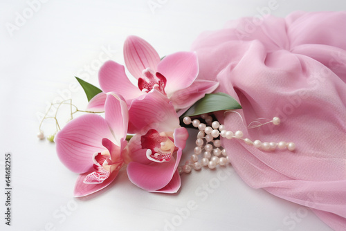 Orchid corsage elegantly pinned to a gown  symbolizing the love and beauty of adornment and the delicate touch it brings to special occasions  love and beauty