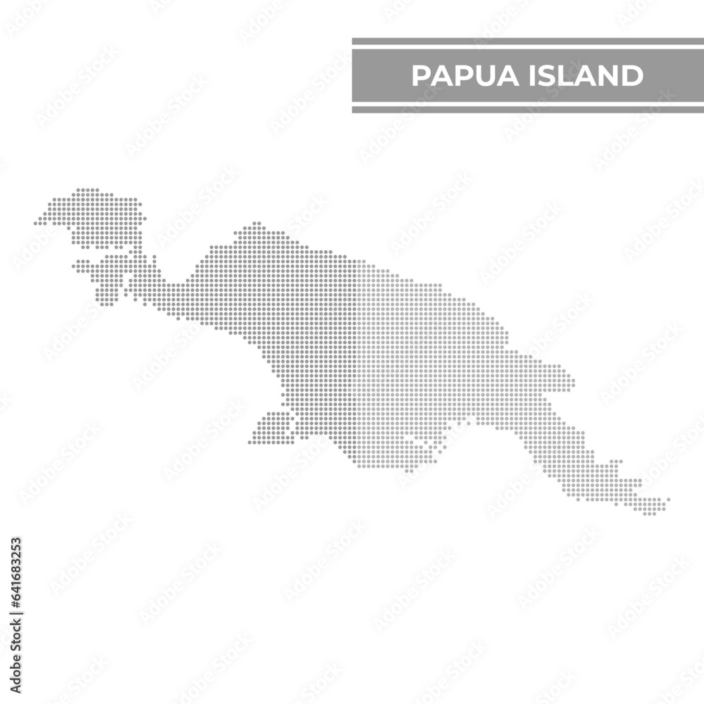 Dotted map of Papua Island Indonesia, Papua New Guinea
