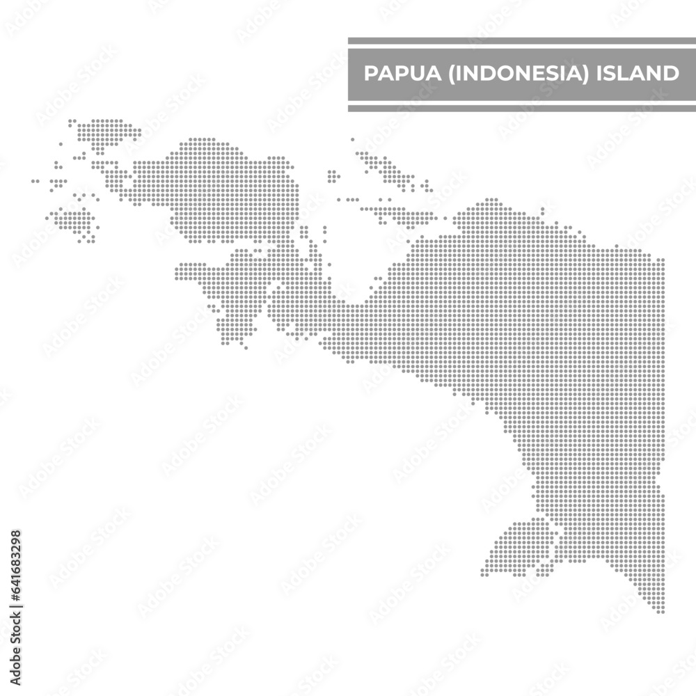 Dotted map of Papua Island Indonesia