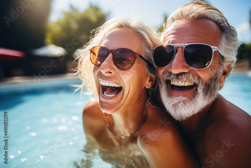 Poolside Tranquility with a Senior Couple