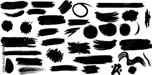 Abstract brushstrokes vector illustration. Black and white strokes on a white background. Modern, minimalist design. Creative, artistic, abstract, trendy, dynamic, versatile.
