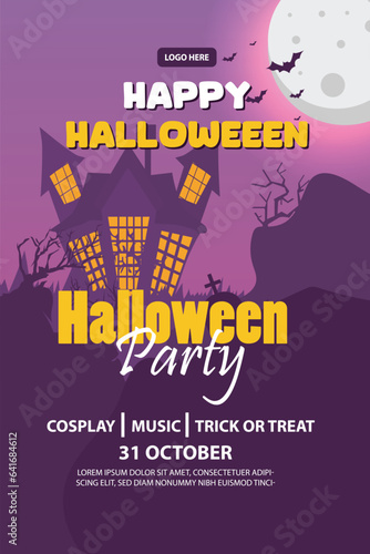 Halloween party poster template vector illustration
