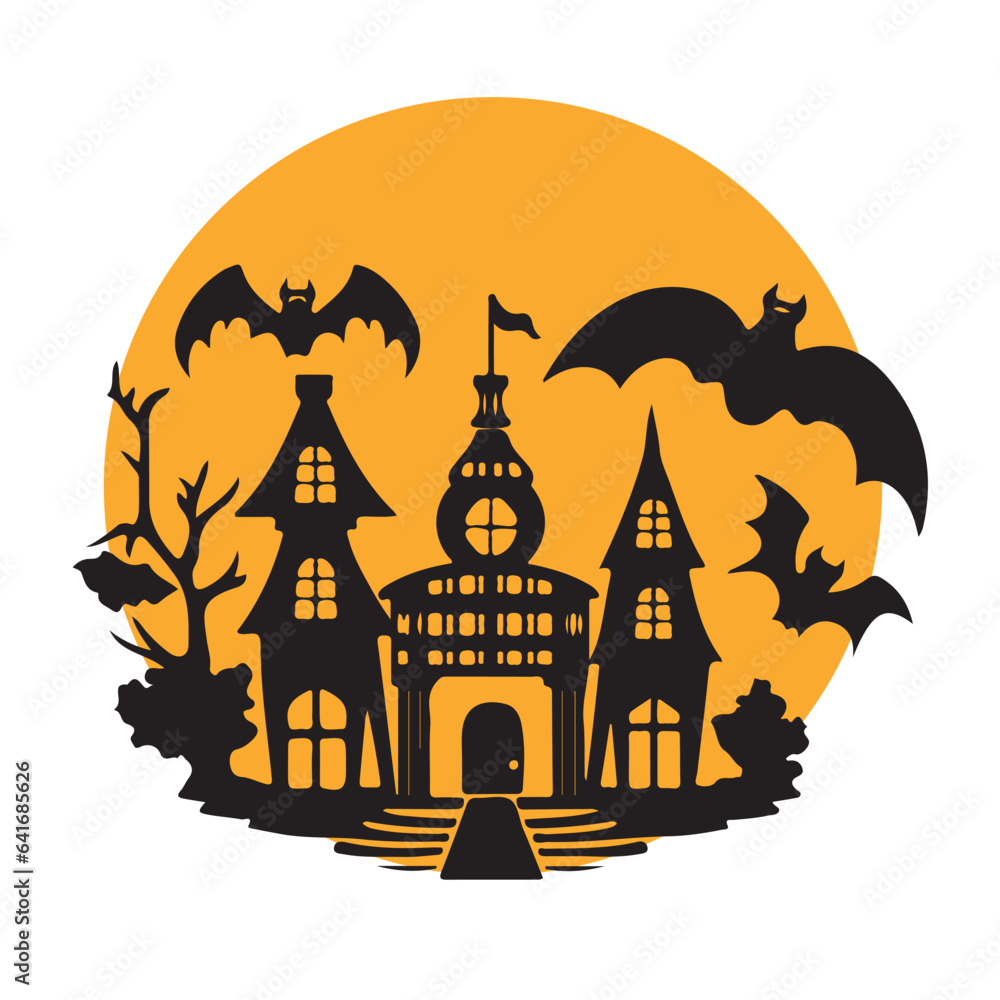Silhouette of spooky Halloween on a white background