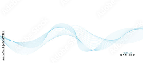 Liquid abstract banner design. Fluid vector-shaped background. Modern banner template for social media and websites. Vector banner design with blue wavy lines © VectorStockStuff
