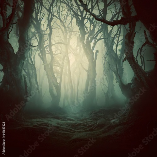 A stock photo of a scary mystical forest