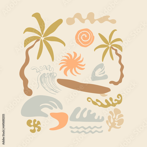 Fotografia Collection of Summer, Sea, Surfing, Tropical linear logos, symbols, icons design template