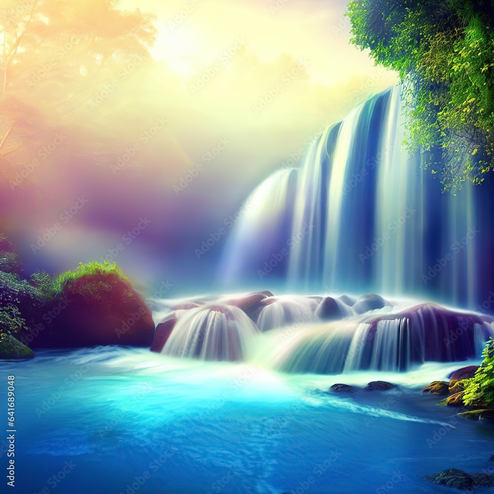 Fototapeta premium Beautiful waterfall landscape