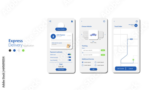 Express Delivery design for mobile app. Graphical user interface for responsive mobile applications