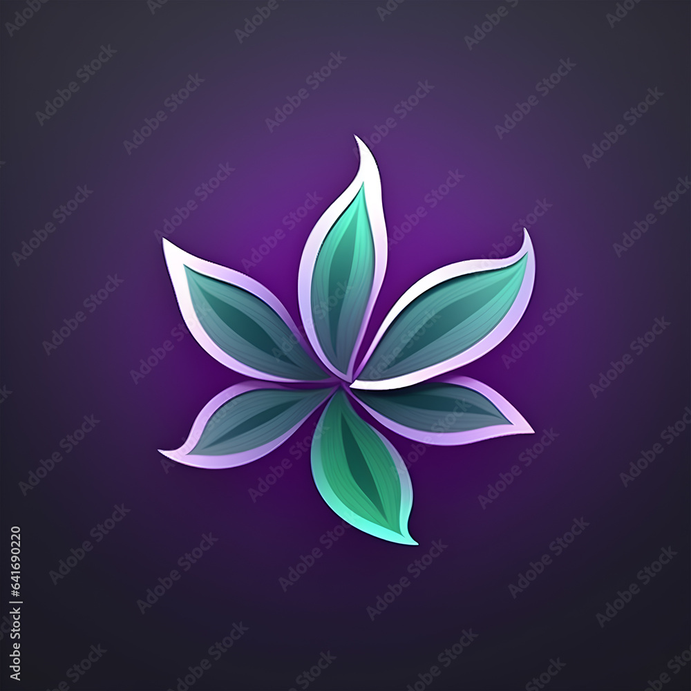 logo flower on a dark purple background.