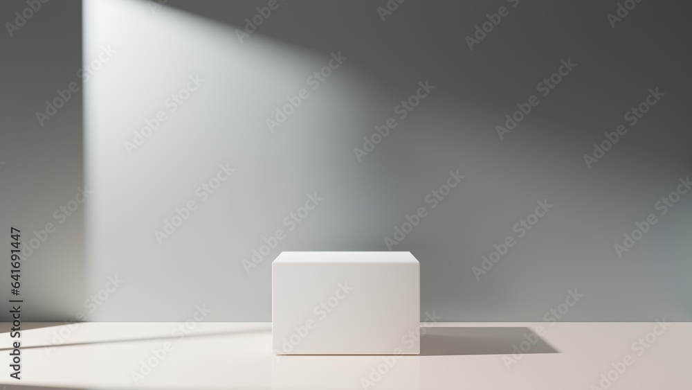 custom made wallpaper toronto digitalWhite empty podium or pedestal for product presentation, showcase of beauty and cosmetics product. Square mockup platform on blue background. 3d rendering