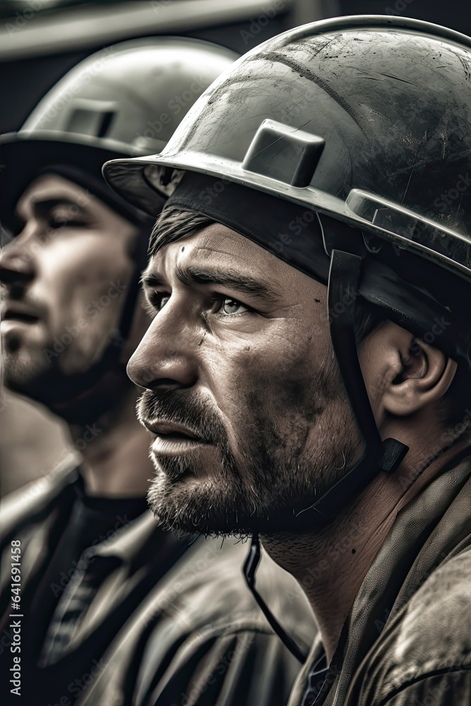 A miner in a helmet A miner in a helmet