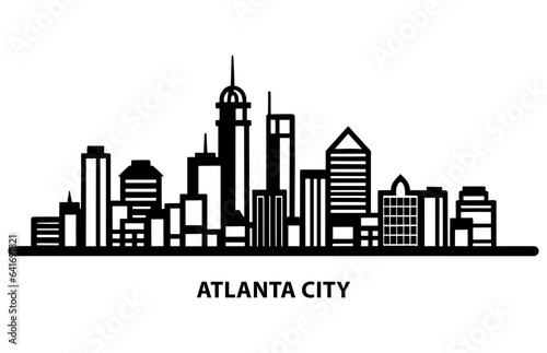 Flat Vector Illustration of Atlanta City  Atlanta City Skyline.