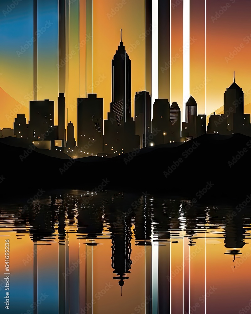 Obraz premium Abstract Surreal Design of the Skyline of a City. Generative AI 5
