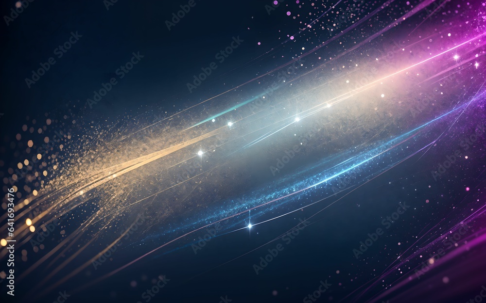 Obraz premium A Glittering Abstract Fantasy of Silver, Purple, and Blue Lights ai generated