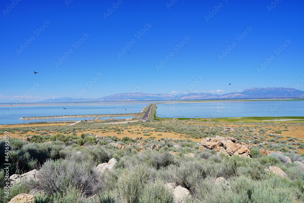 antelope island state park and the great salt lake in Utah	