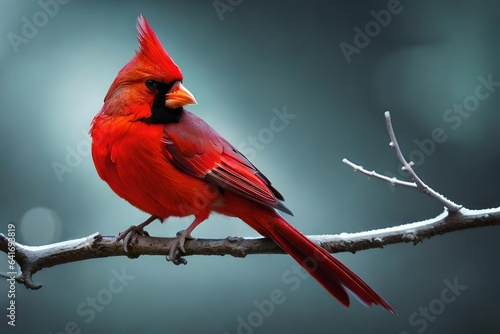 Fotobehang red cardinal on branch generated by AI tool