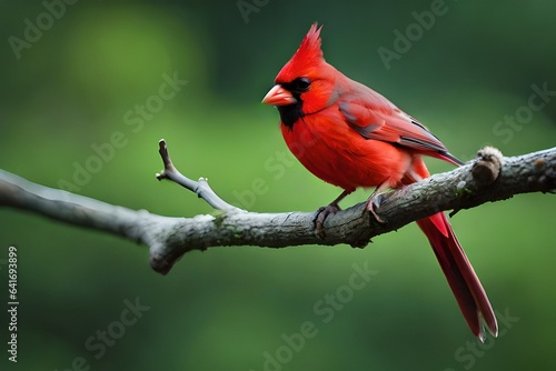 red cardinal on branch generated by AI tool © Sundas
