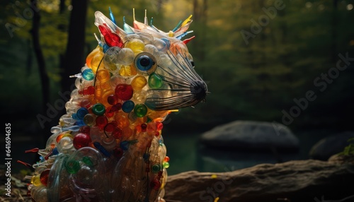 Photo of a mesmerizing glass bead sculpture of a cat photo