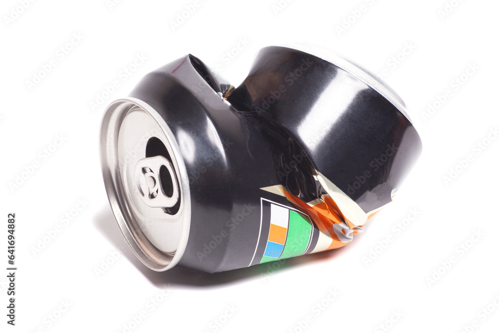 Empty crumpled can from energy drink or beer Empty crumpled can from energy drink or beer