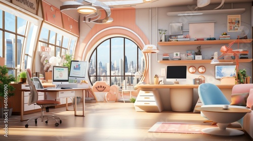 A futuristic business office Colorful and spectacular AI generated 