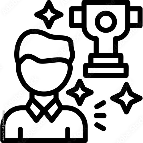 Person with a trophy for winning a competition Icon