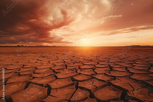 Orange earth arid dry ground hot desert crack drought sky