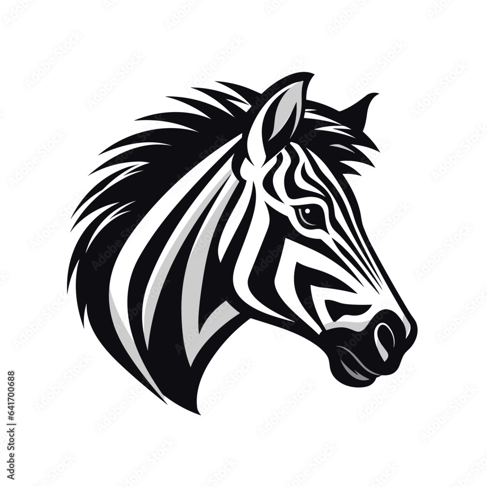 Esport vector logo zebra on white background side view, zebra icon, zebra head, zebra sticker