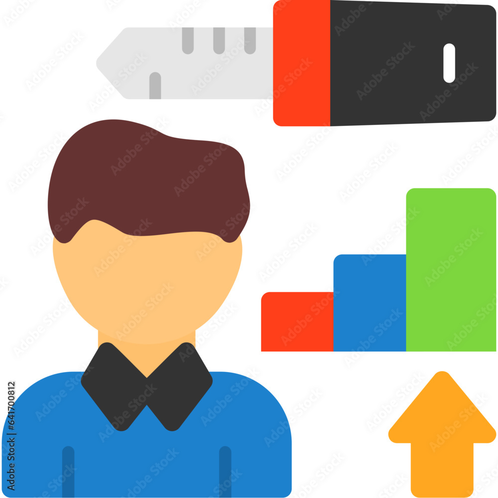 Person with a key representing opportunity Icon Person with a key representing opportunity Icon