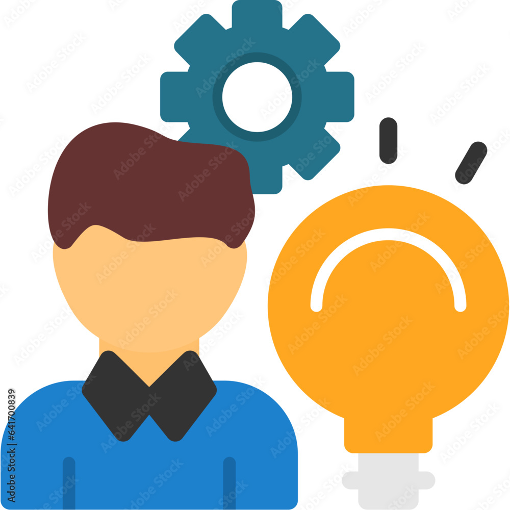 Person with a lightbulb for innovation Icon Person with a lightbulb for innovation Icon