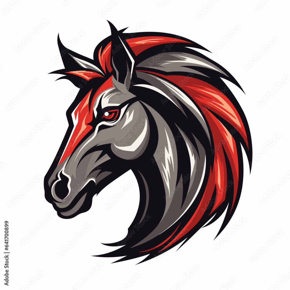 Esport vector logo horse on white background side view, horse icon, horse sticker, horse head Esport vector logo horse on white background side view, horse icon, horse sticker, horse head