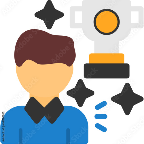 Person with a trophy for winning a competition Icon