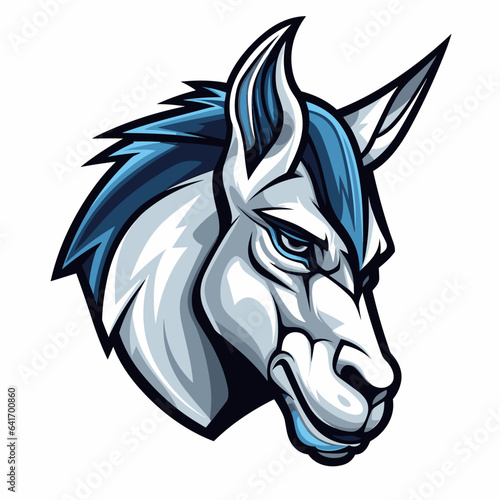 Esport vector logo donkey on white background side view, donkey icon, donkey sticker, donkey head, mule
