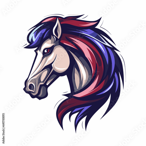 Esport vector logo horse on white background side view, horse icon, horse sticker, horse head