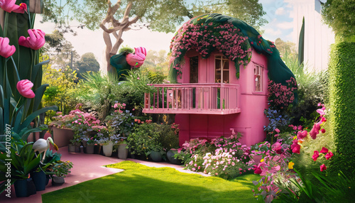 Pinkhouse in the garden  photo