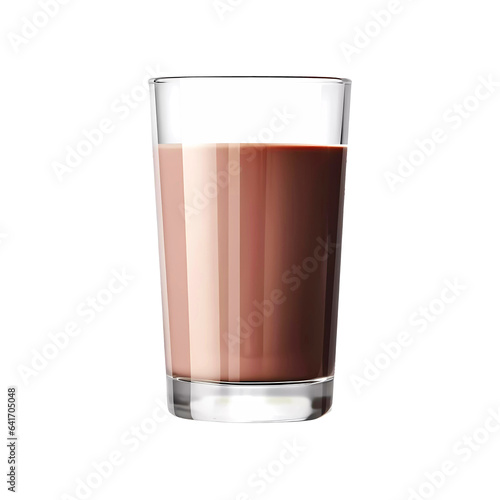 Glass of chocolate milk on transparent background. Generative ai design png concept.