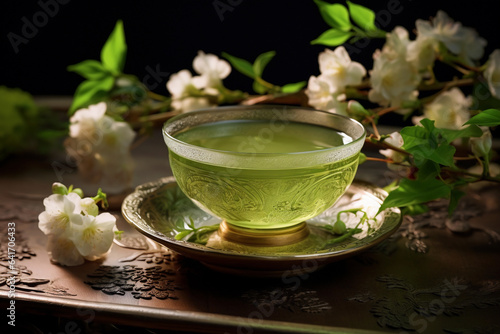 Green tea in a cup.