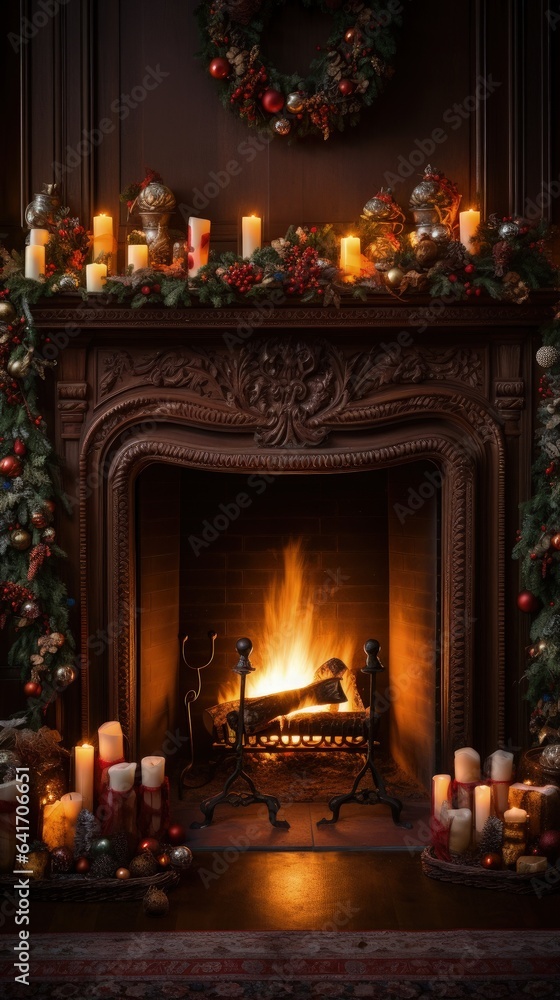 warmth and coziness of a Christmas fireplace-3