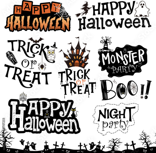 Halloween typography lettering vector illustration for web banner greeting card party vector.