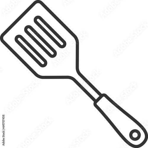 フライ返しの線画のイラスト